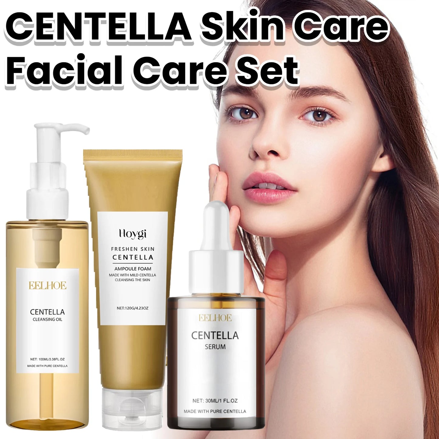 Centella Facial Care Set (Cleanser, Oil & Serum)