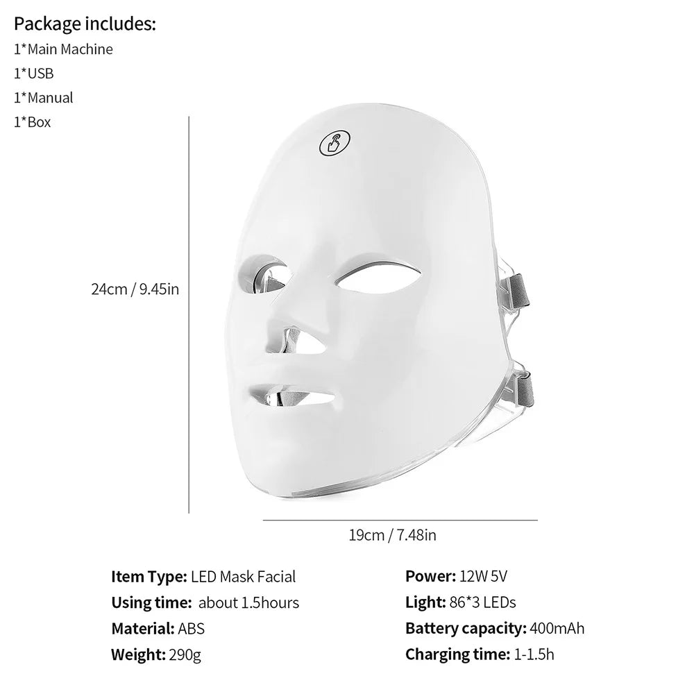 LED Photon Therapy Face Mask (7 Colors)